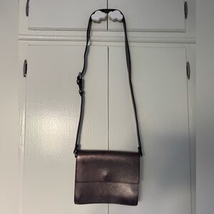 Ganni Dark Plum Leather Crossbody Bag